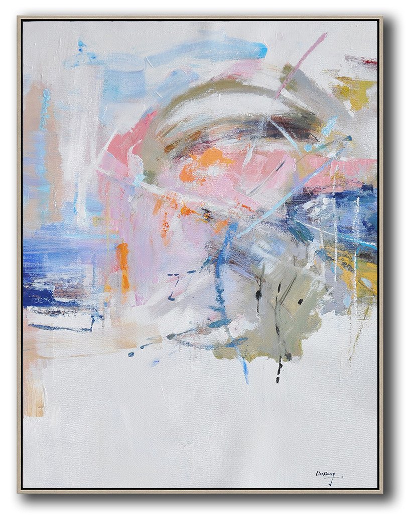 Vertical Abstract Oil Painting #LX64B - Click Image to Close